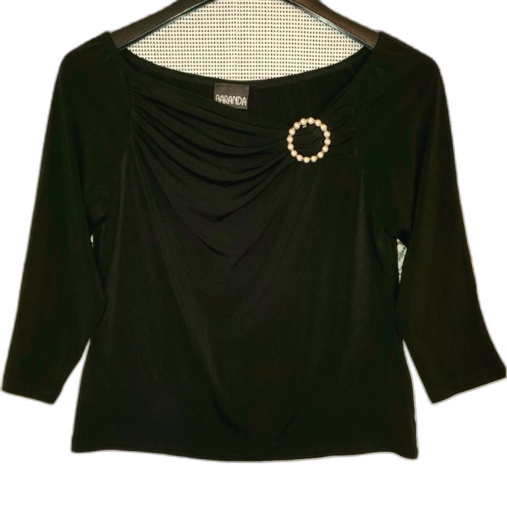 EUC Baranda Cowl Neck Blouse With Brooch